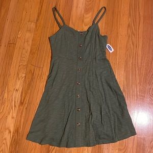 NWT Old Navy Army Green button up dress with adjustable straps